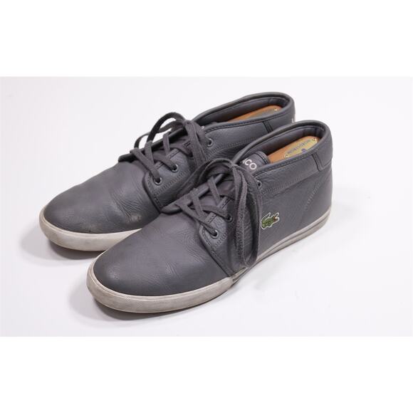 Lacoste Mens Ampthill Gray Hi Top Leather Sneakers US 10 - Picture 2 of 13